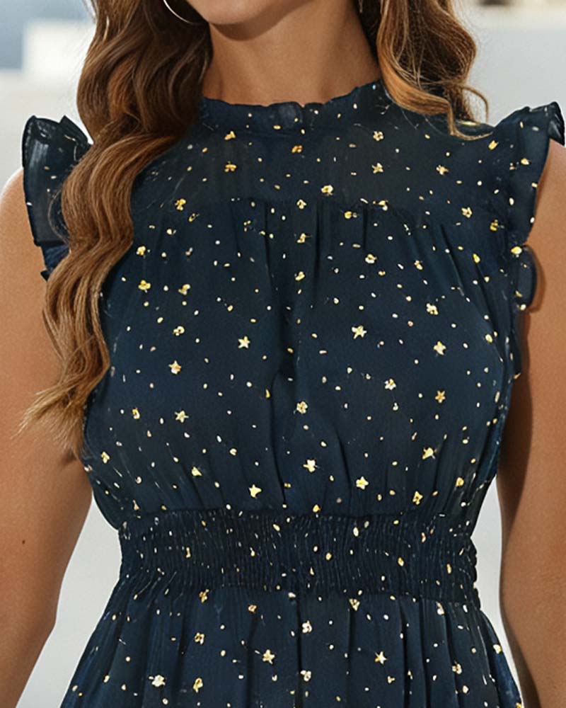 Robe Volante Sans Manches Flounce
