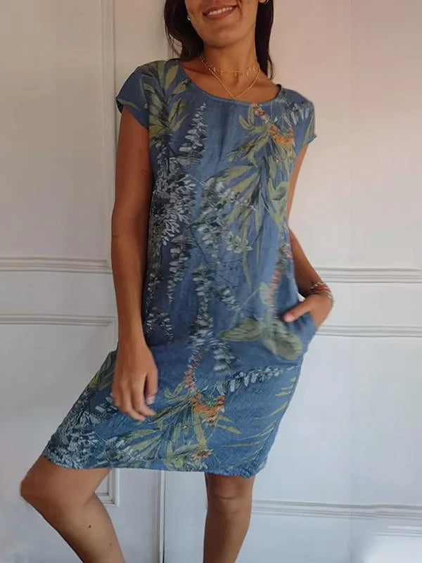 Robe d'été pour femmes avec poches et imprimé vif