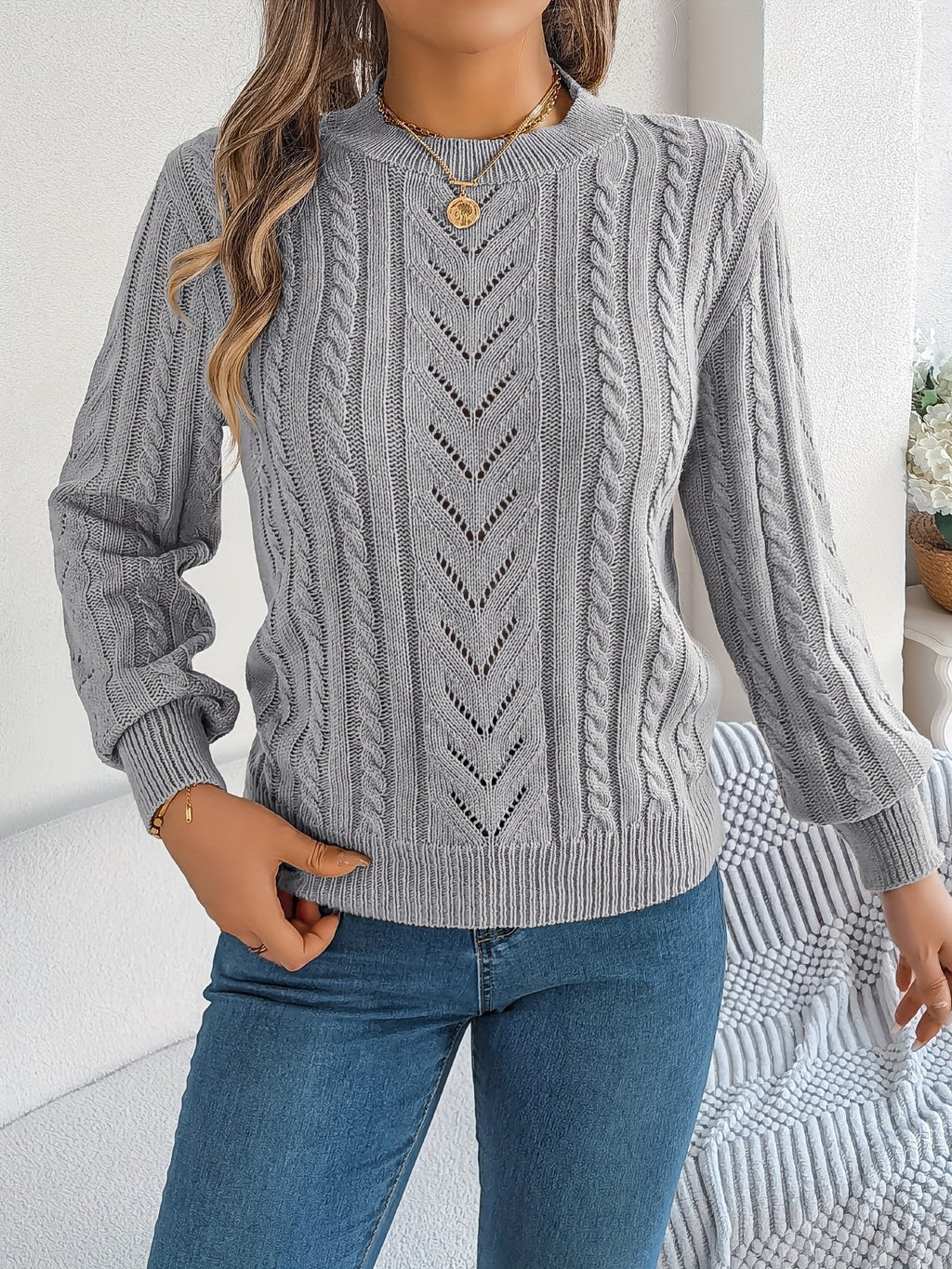 Laura | Pull en tricot à torsades classique et douillet avec col rond
