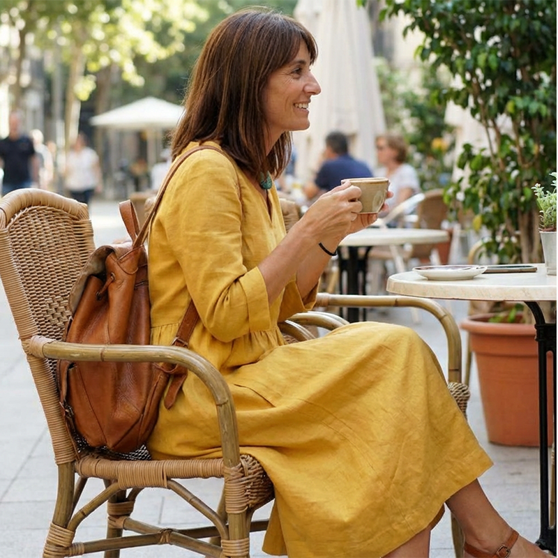 Robe de loisirs à décolleté en V pour femmes avec manches 3/4 et poches