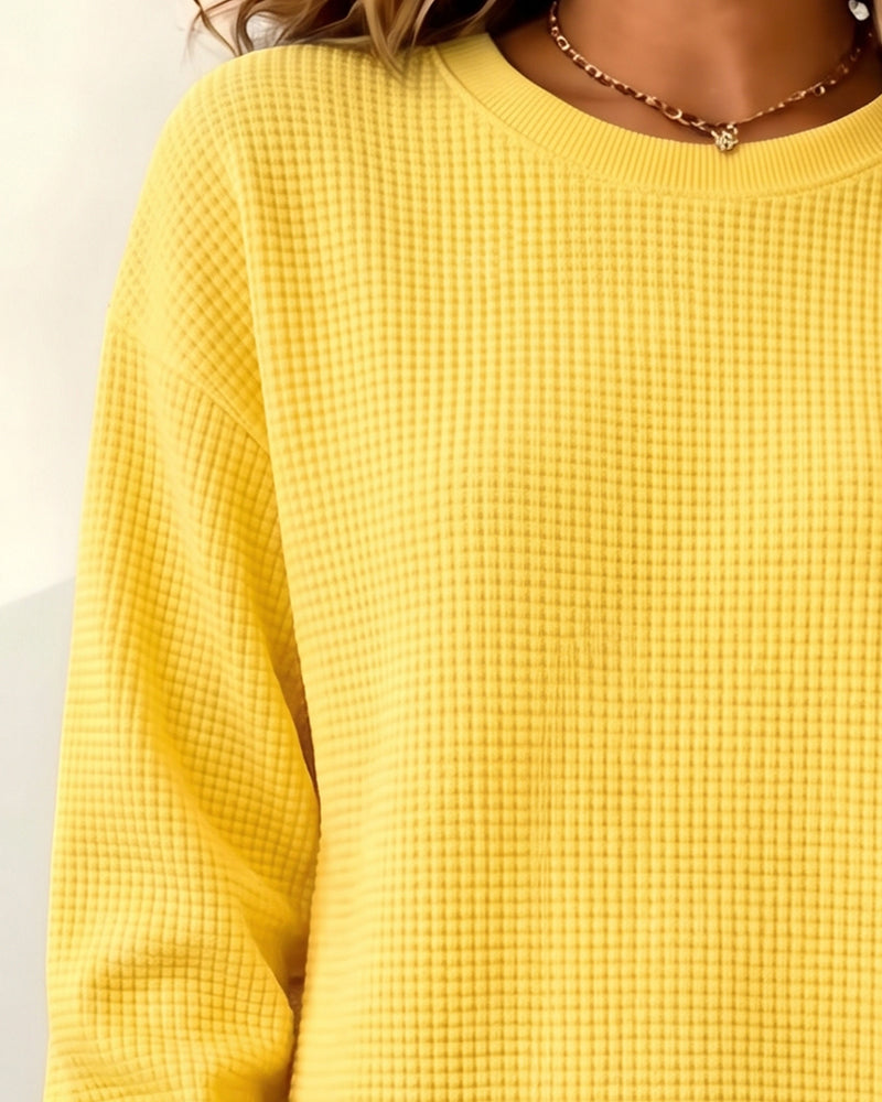 Robe Col Rond Fente Manches Longues