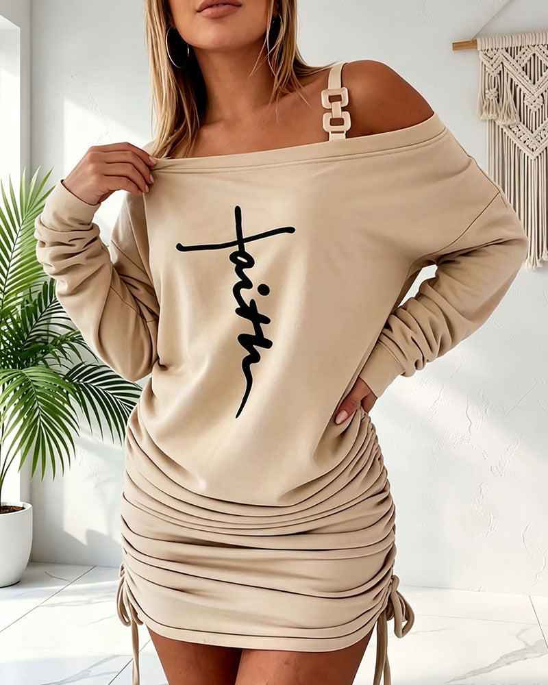 Robe Une Épaule Bretelles Froncée Cordon De Serrage