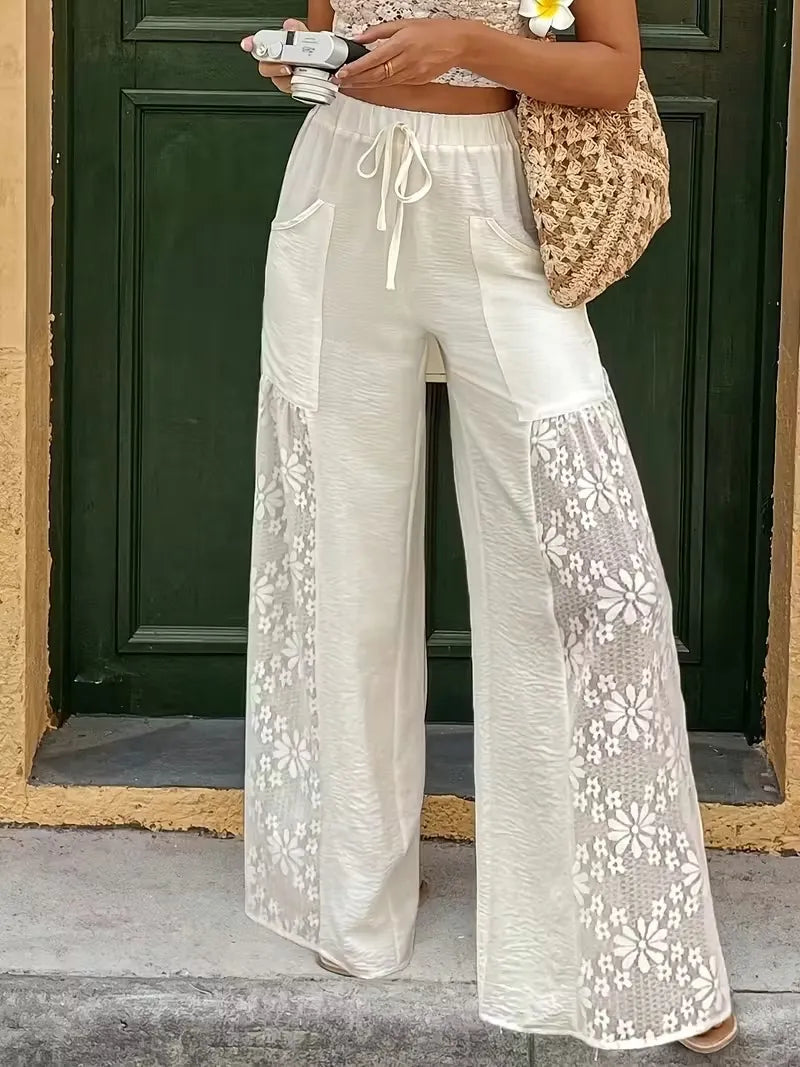Immie | Pantalon de loisirs confortable avec taille élastique et dentelle