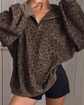 Sweat À Motif Léopard Manches Longues