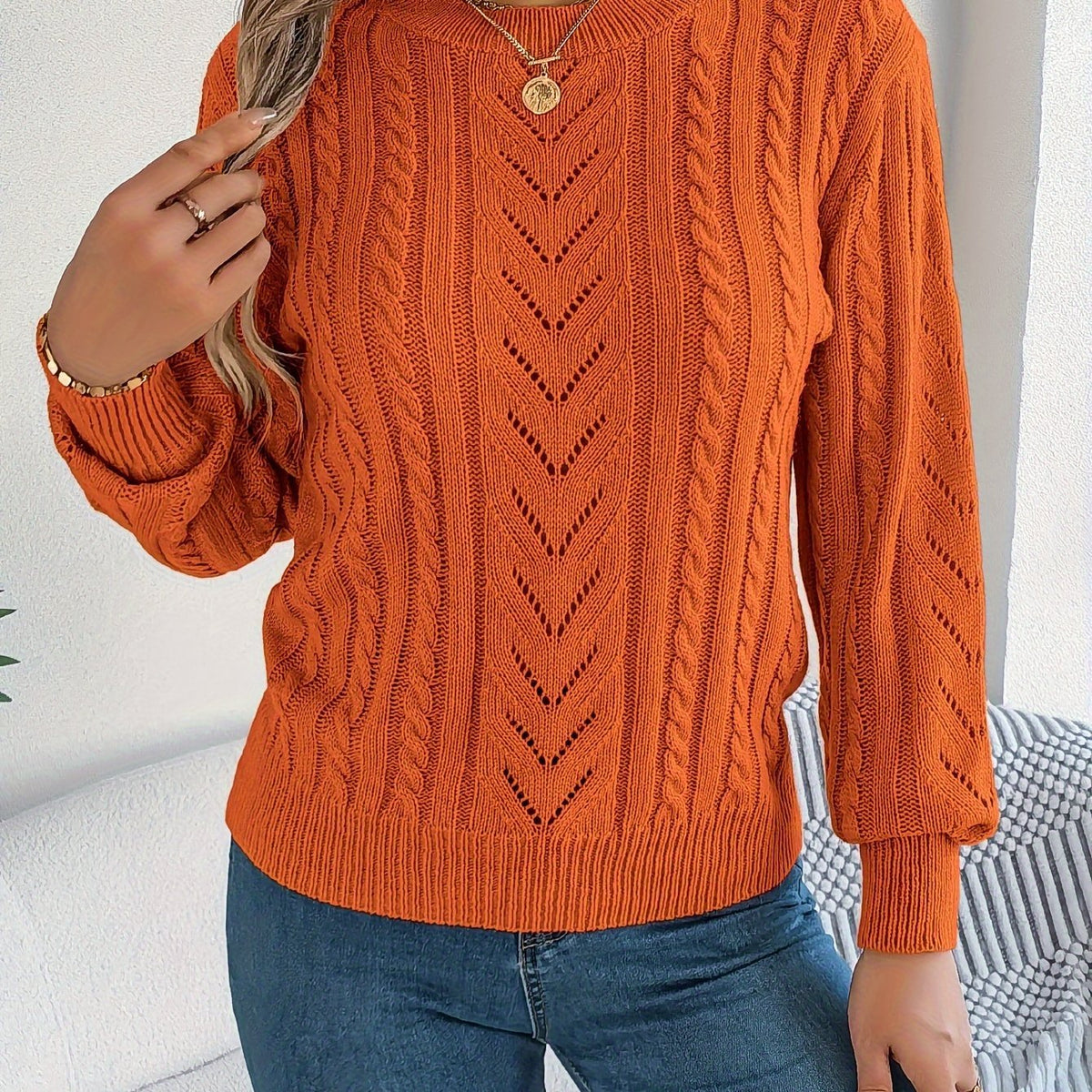 Laura | Pull en tricot à torsades classique et douillet avec col rond