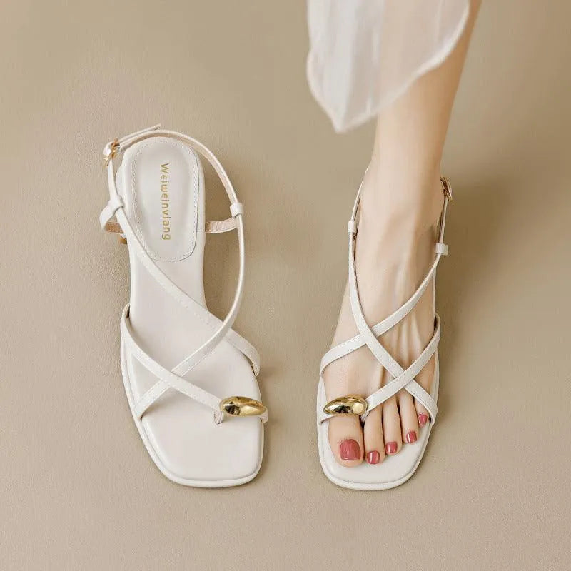 Tongs Romaines Avec Bride Élastique Pour Femme | Idéales Pour Tenues Décontractées Et Semi-Formelles