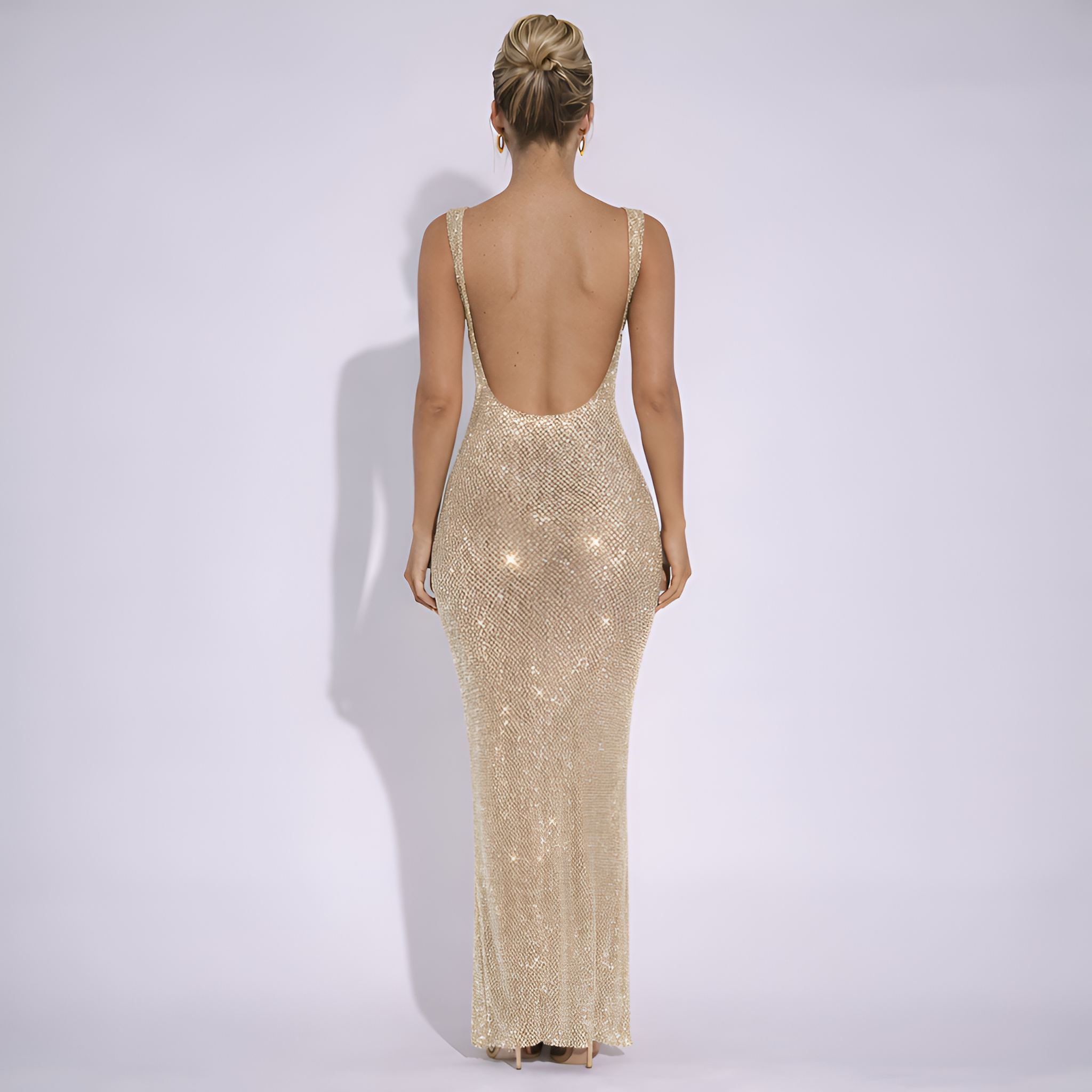 Margot - Robe longue sexy à paillettes et dos nu