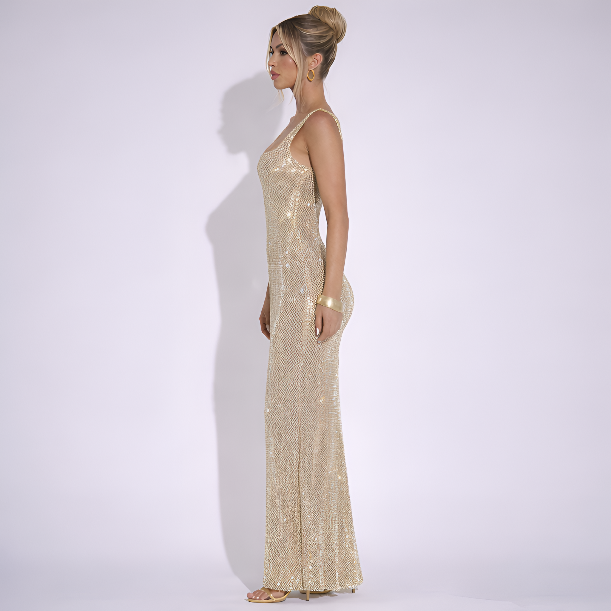 Margot - Robe longue sexy à paillettes et dos nu