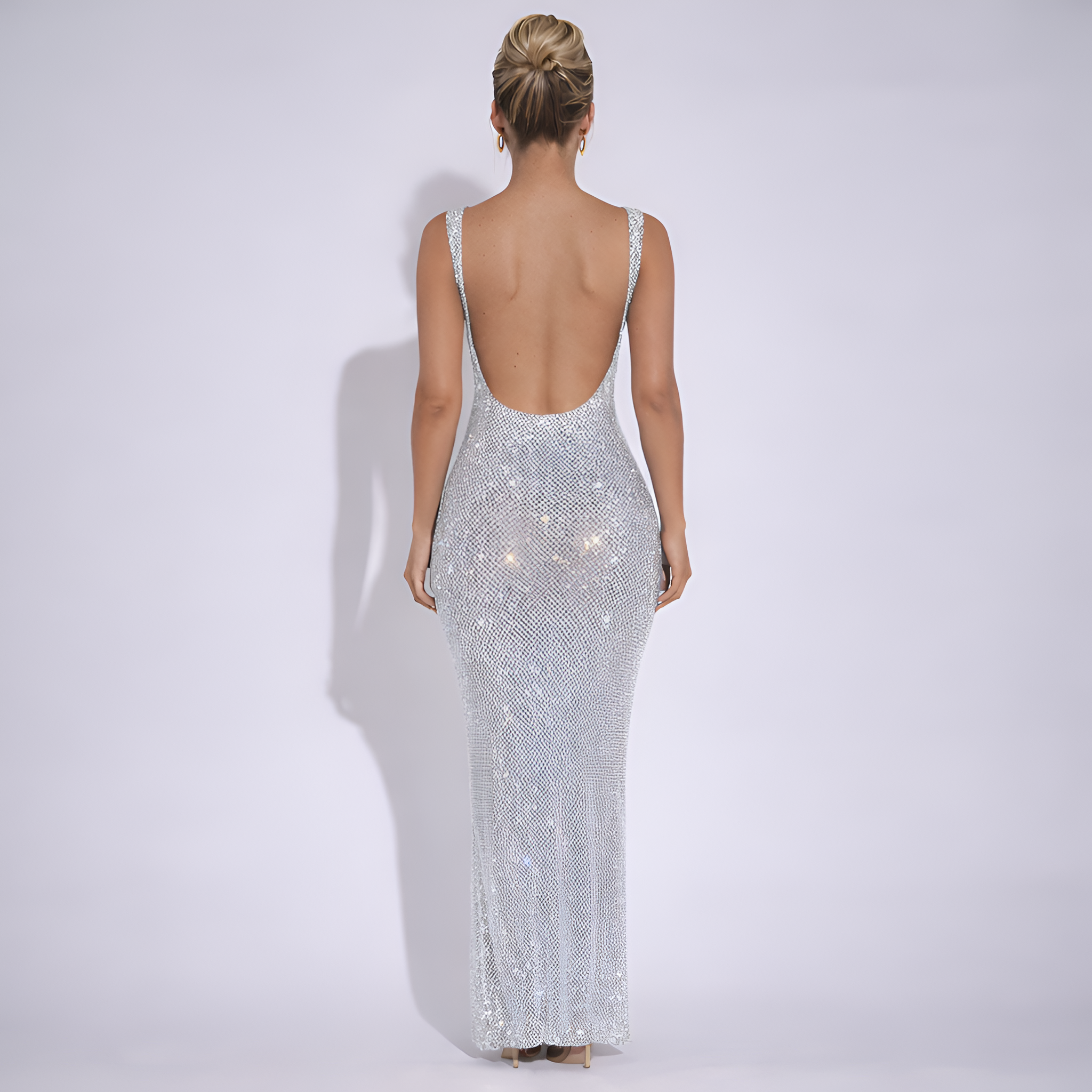 Margot - Robe longue sexy à paillettes et dos nu