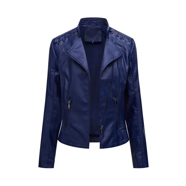 Veste en Cuir Lavée avec Coupe Féminine