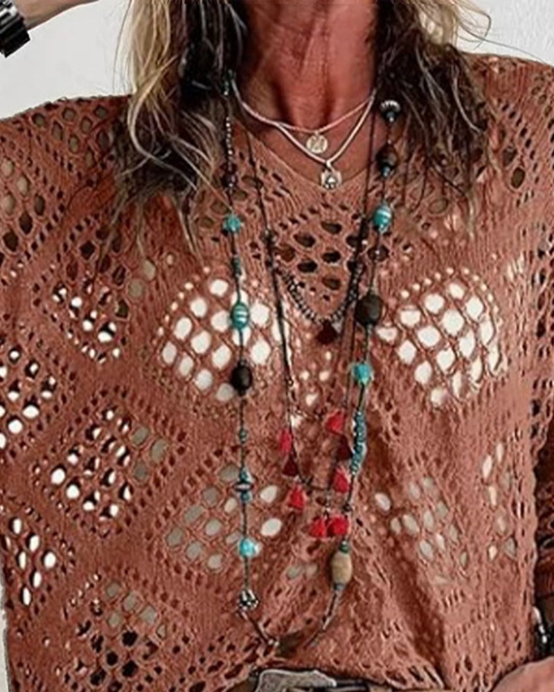 Top Ample en Dentelle à Motif de Diamant