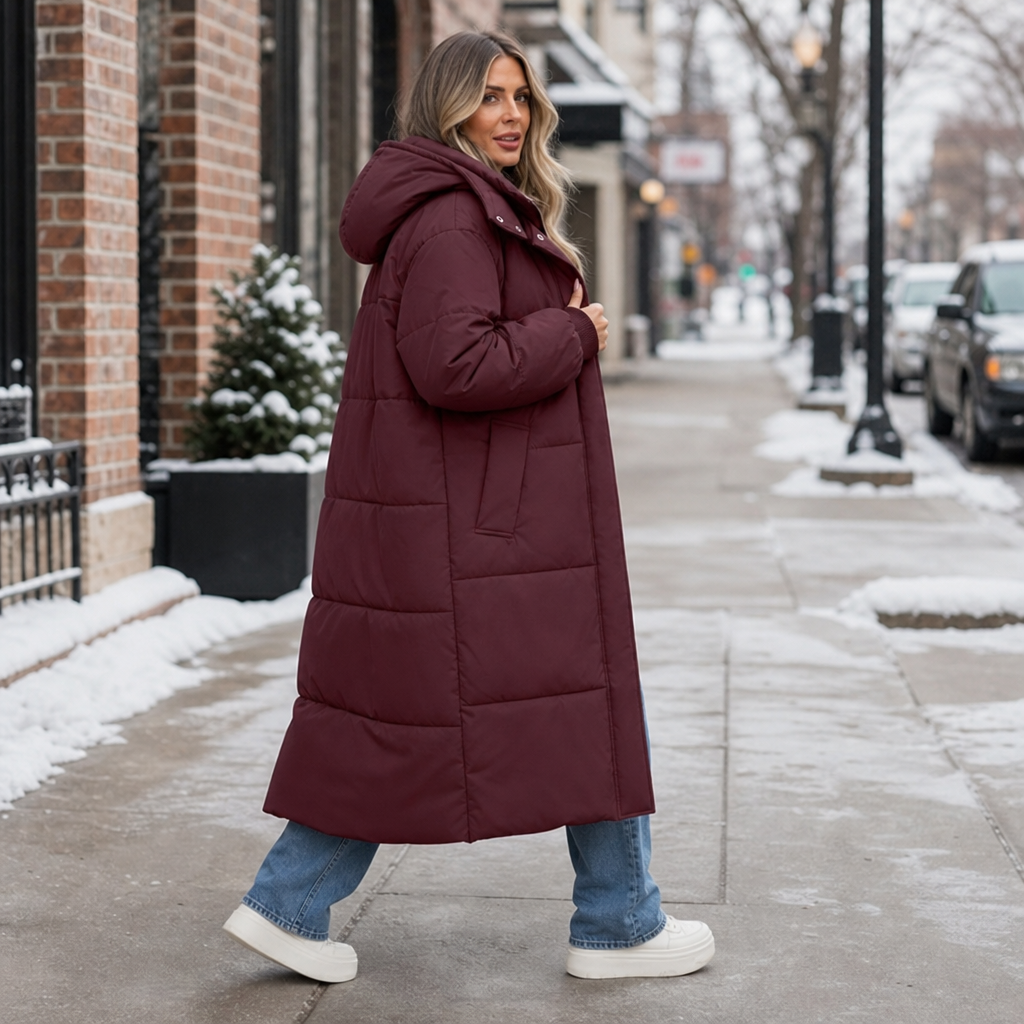 Elise | Manteau d'hiver long et élégant pour femmes avec capuche