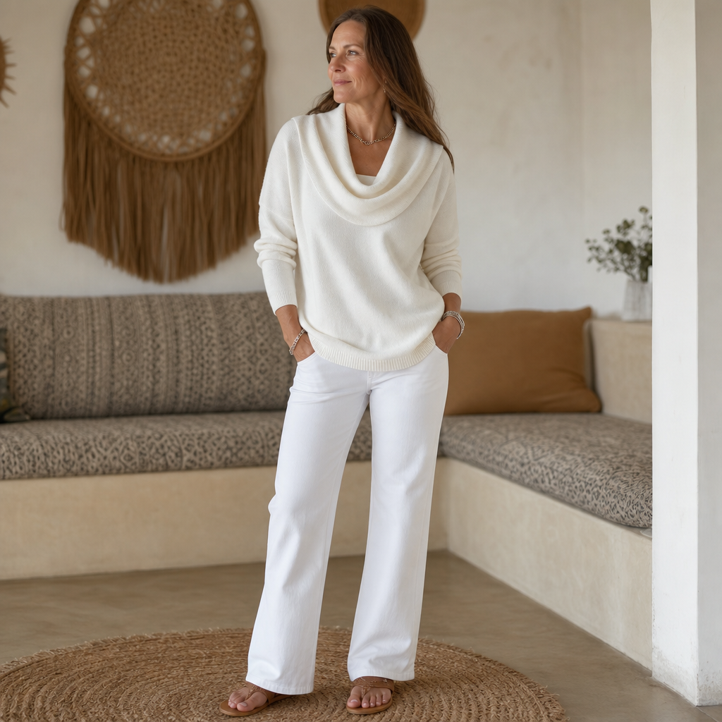Isabelle | Pull en Tricot Élégant et Féminin avec Décolleté Drapé