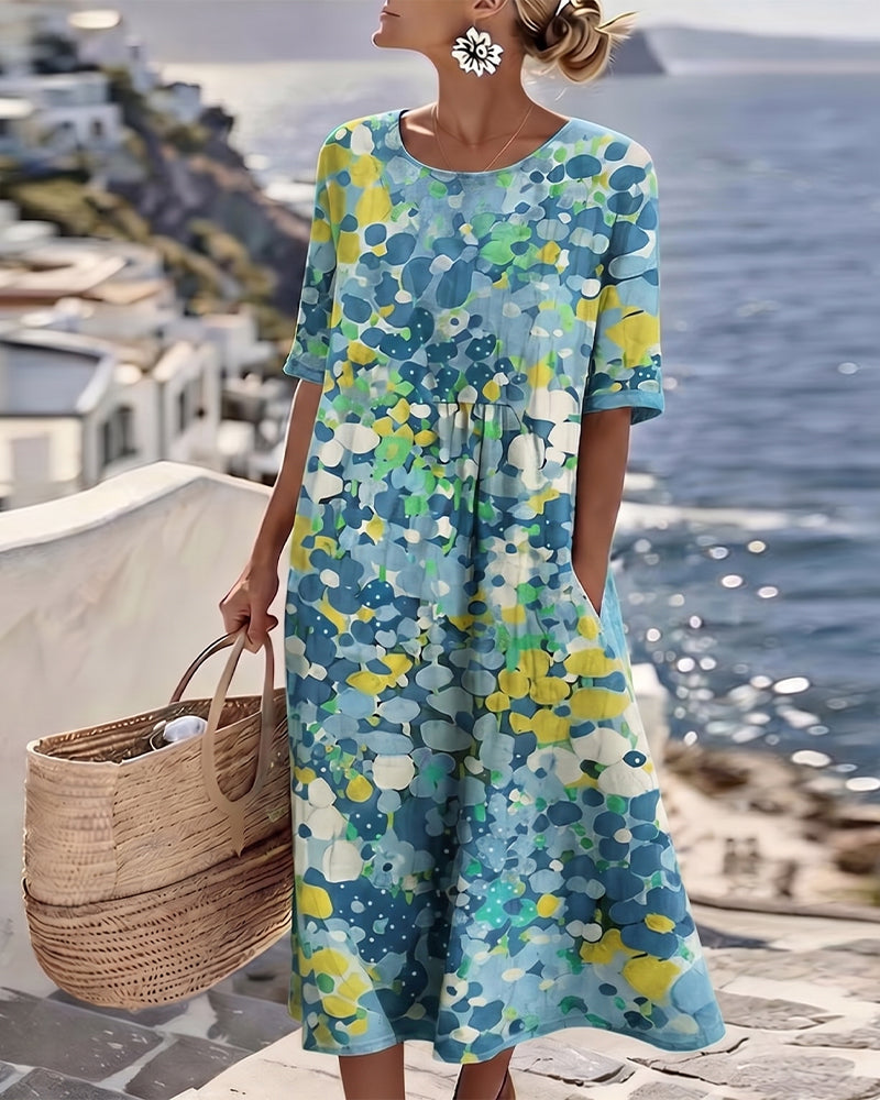 Xenjia | Robe midi décontractée avec imprimé floral coloré