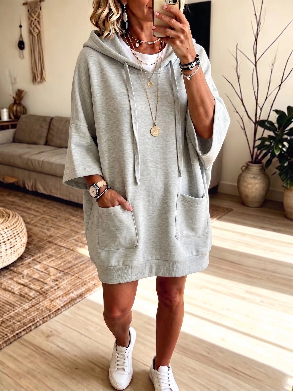 Zassy | Robe à capuche grande taille confortable avec poches appliquées