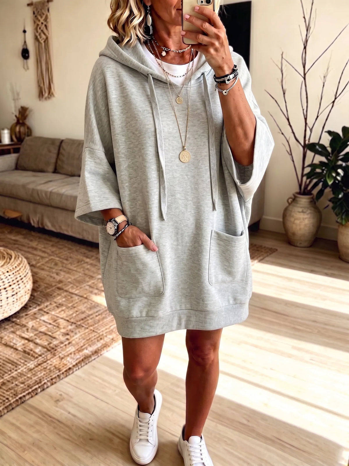 Zassy | Robe à capuche grande taille confortable avec poches appliquées