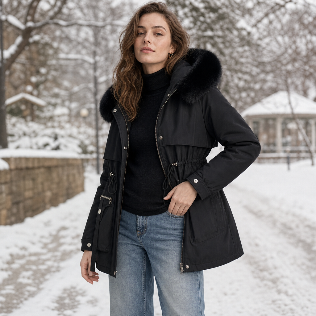 Emily | Veste d'hiver pour hommes chaude et élégante avec capuche en fausse fourrure
