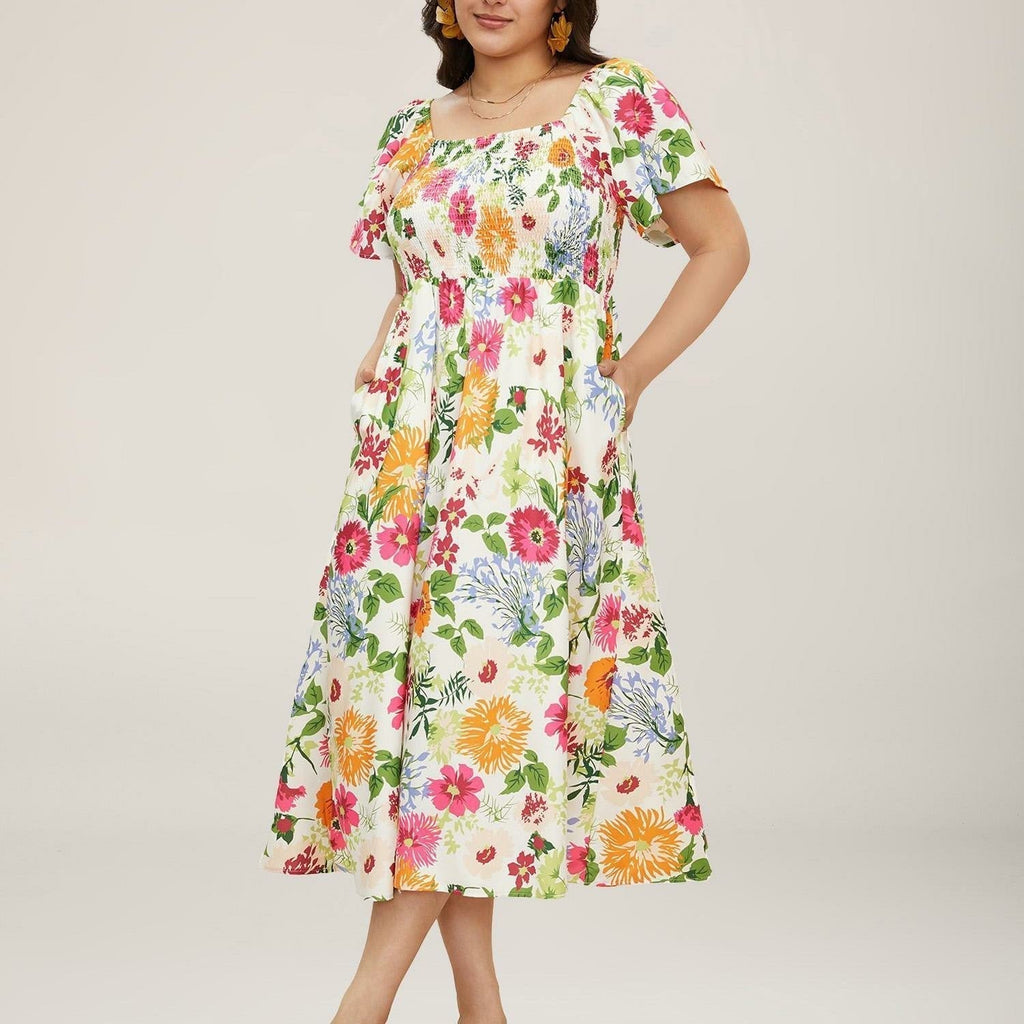 Cariella | Robe Midi Féminine avec Manches Flottantes