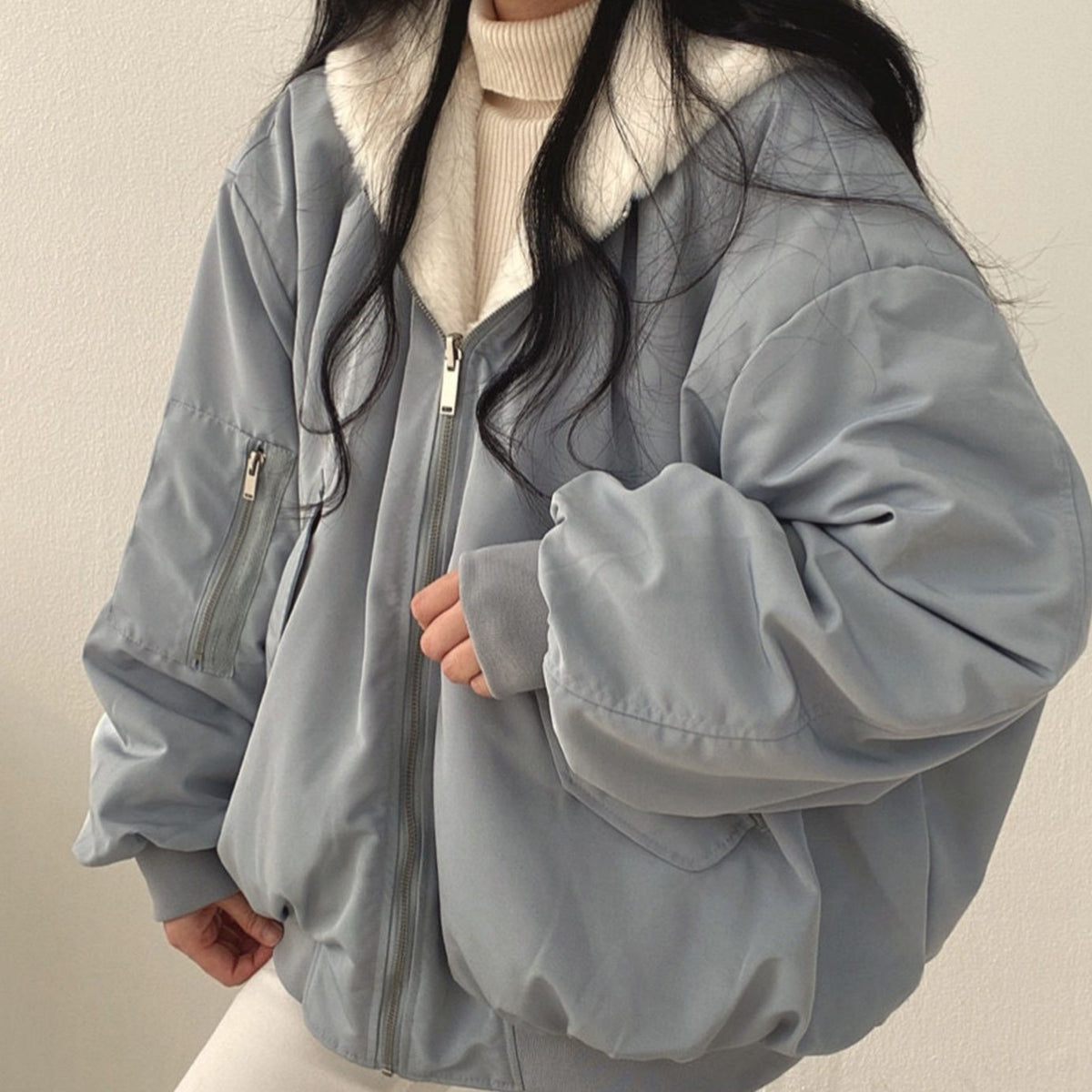 Greta | Veste de transition femme Bomber réversible doublée avec fermeture éclair