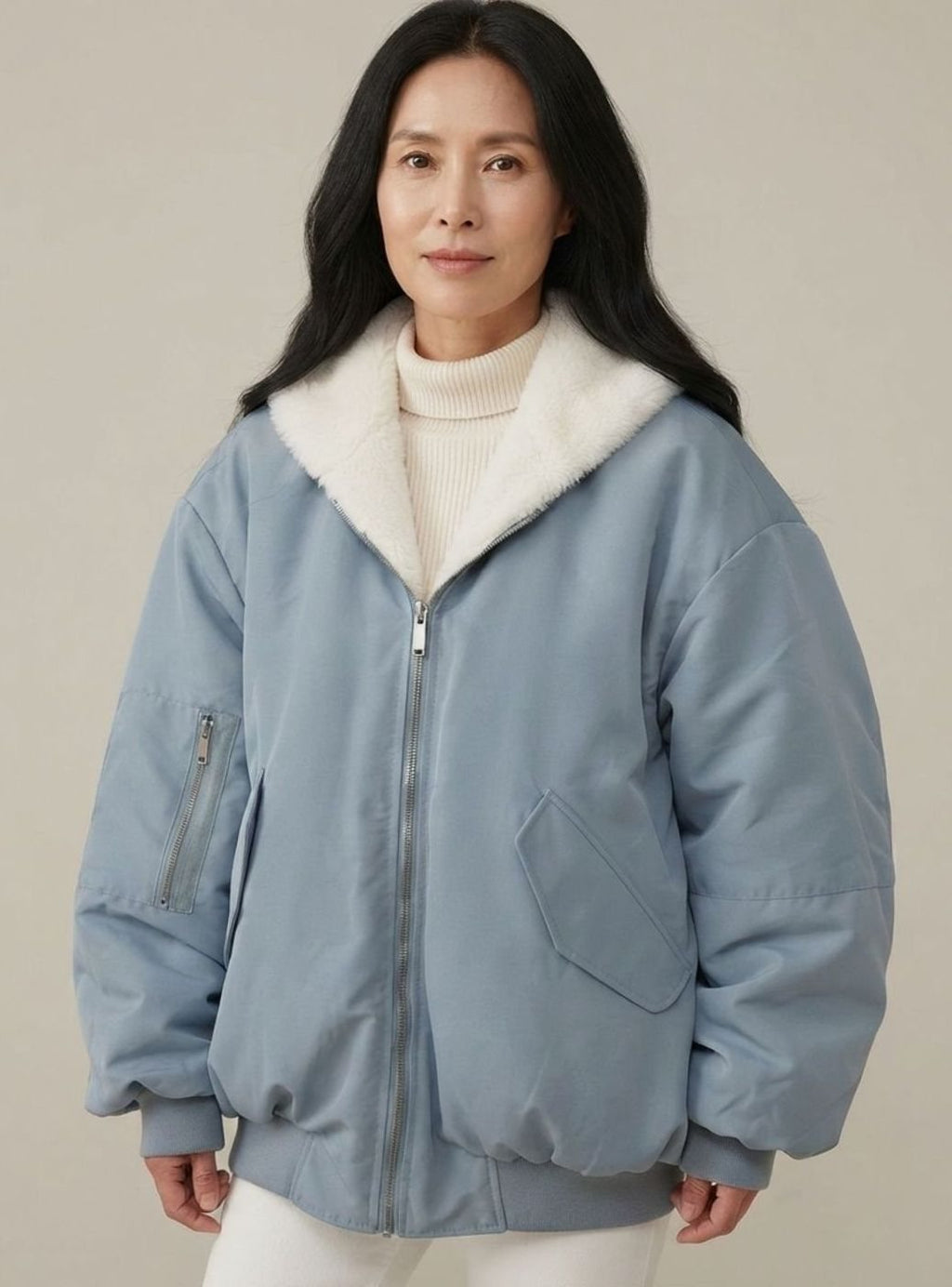 Greta | Veste de transition femme Bomber réversible doublée avec fermeture éclair