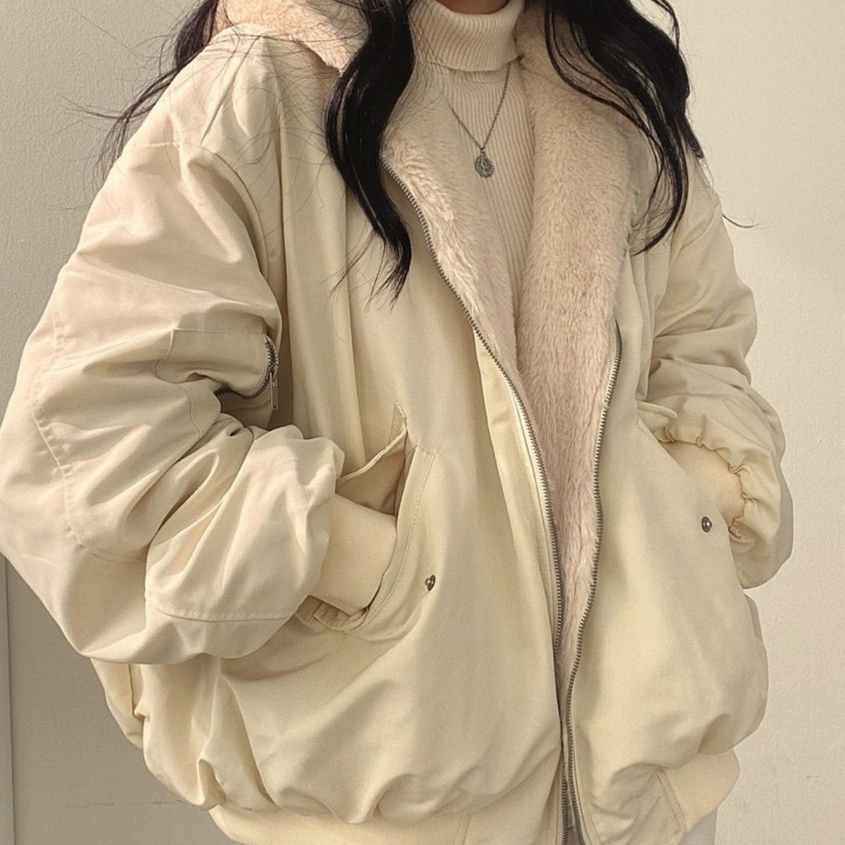 Greta | Veste de transition femme Bomber réversible doublée avec fermeture éclair