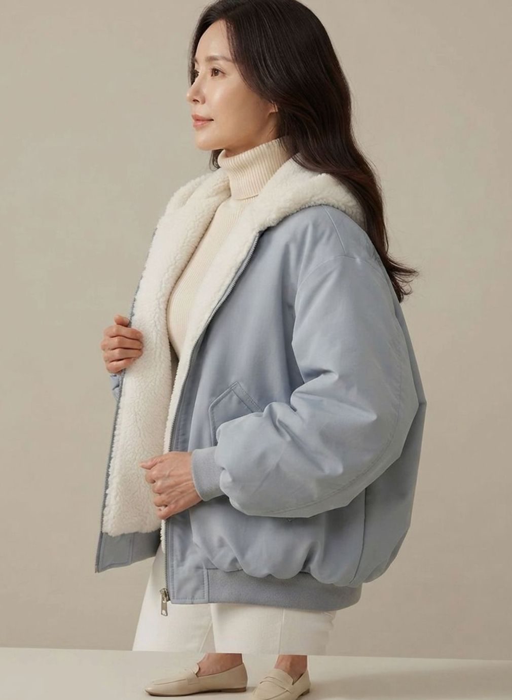 Greta | Veste de transition femme Bomber réversible doublée avec fermeture éclair