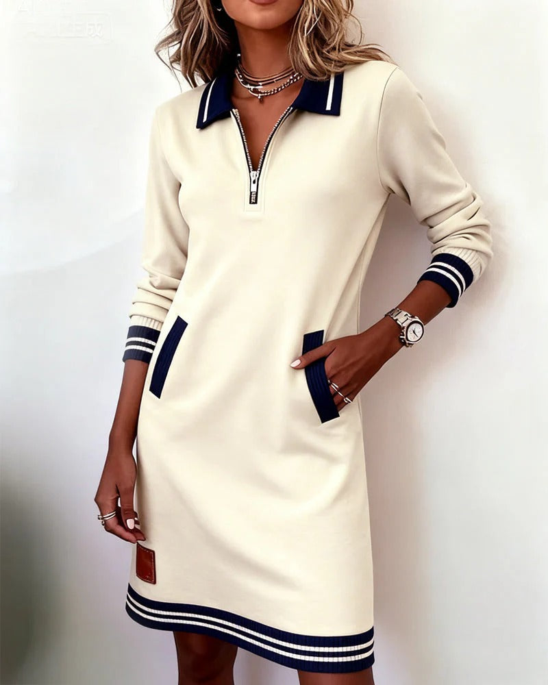 Robe Tricot Moderne avec Col Ajustable