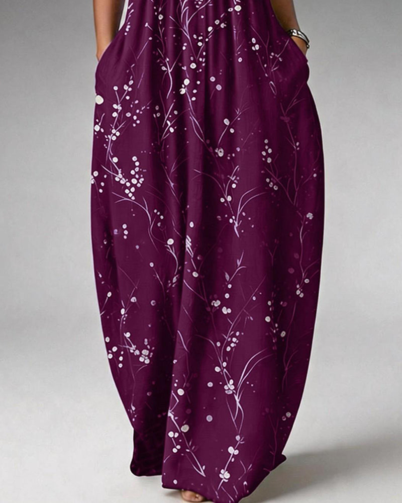 Robe Sans Manches Bouton Tricot Imprimé