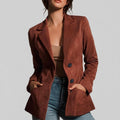 Blazer boutonné à poches plaquées pour femmes