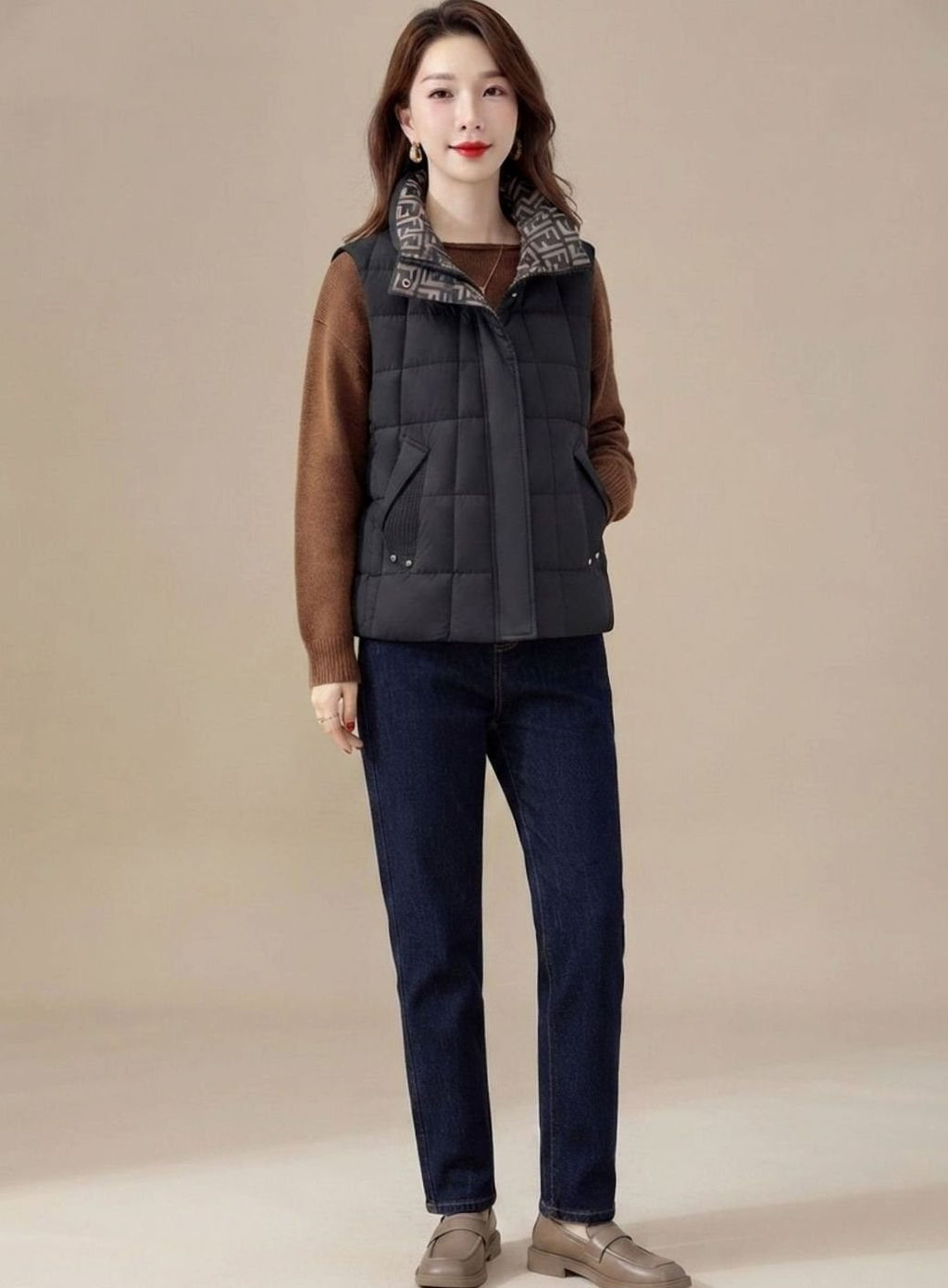 Marlene | Gilet sans manches pour femmes, matelassé, col montant, fermeture éclair