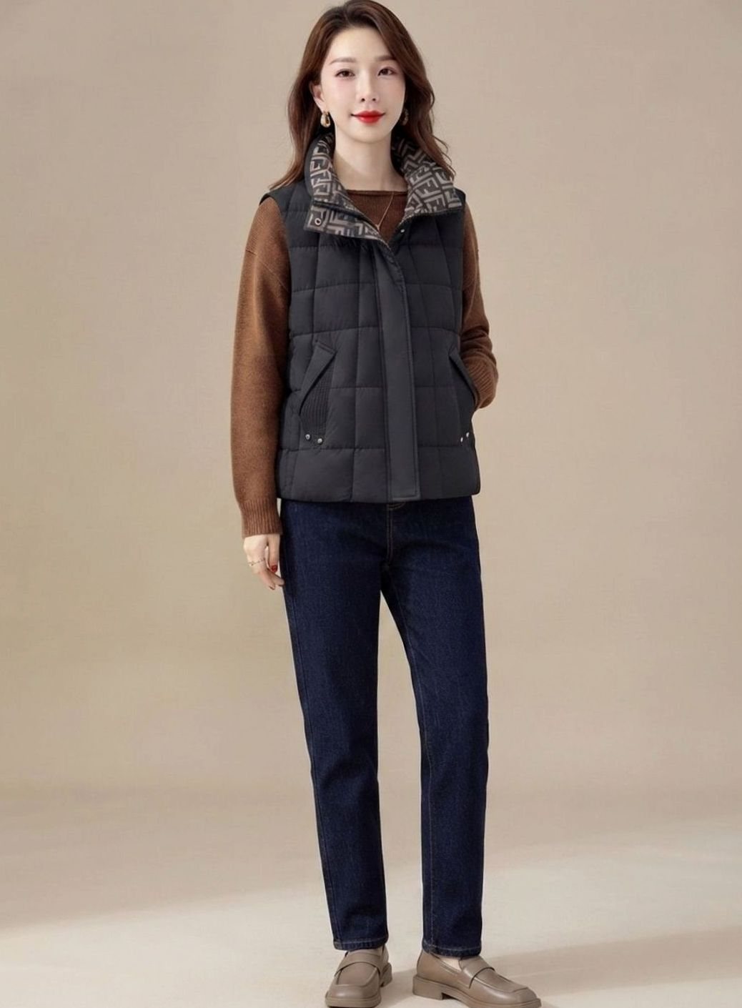 Marlene | Gilet sans manches pour femmes, matelassé, col montant, fermeture éclair