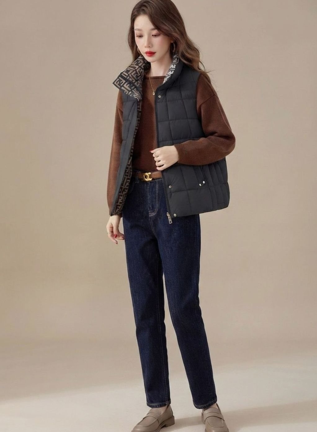 Marlene | Gilet sans manches pour femmes, matelassé, col montant, fermeture éclair