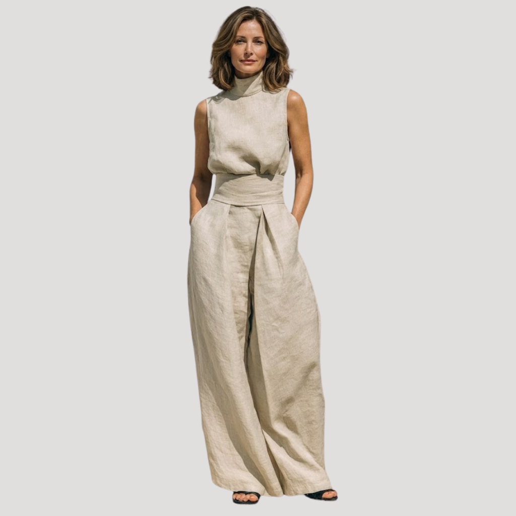 Briana | Ensemble Pantalon Large à Col Montant Sans Manches pour Femmes