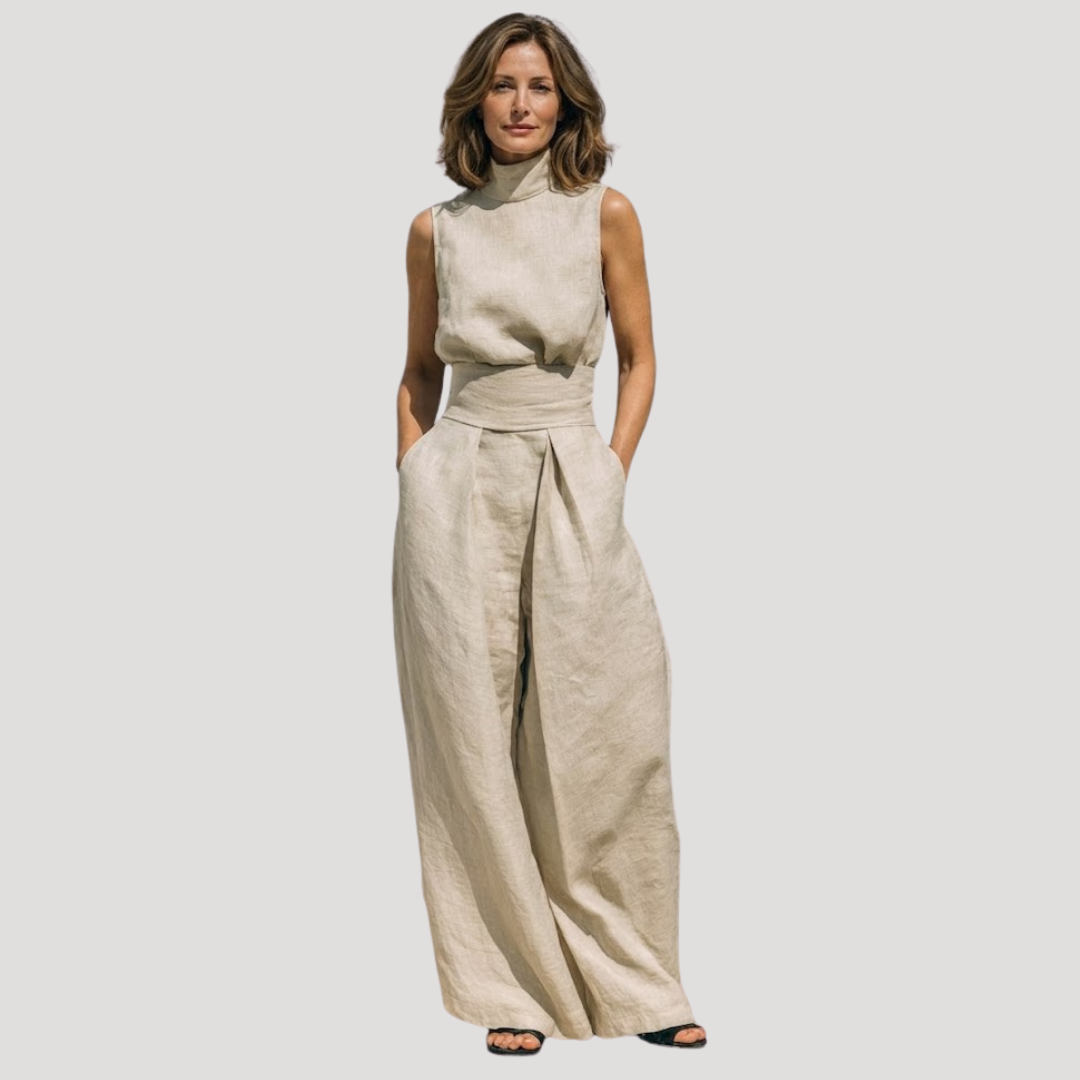 Briana | Ensemble de Pantalon Large à Col Montant Sans Manches pour Femmes