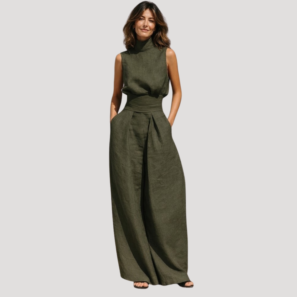 Briana | Ensemble Pantalon Large à Col Montant Sans Manches pour Femmes