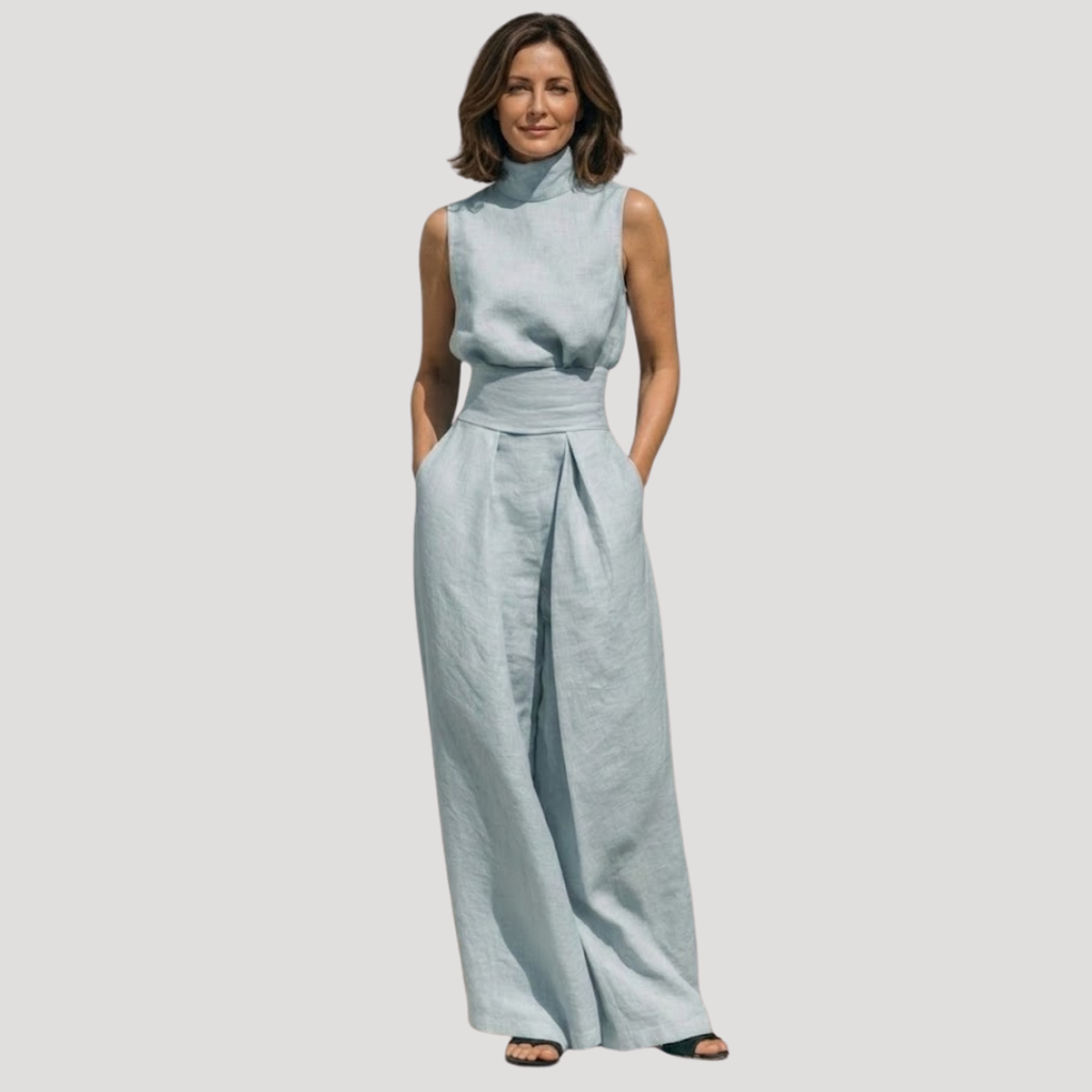 Briana | Ensemble Pantalon Large à Col Montant Sans Manches pour Femmes