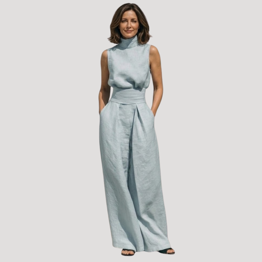 Briana | Ensemble de Pantalon Large à Col Montant Sans Manches pour Femmes