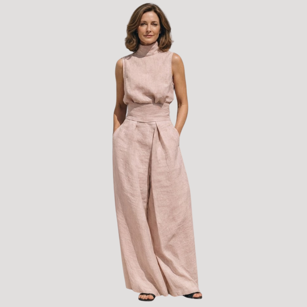 Briana | Ensemble de Pantalon Large à Col Montant Sans Manches pour Femmes