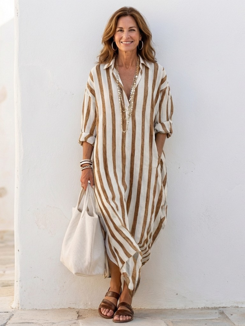 Robe Chemise Femme | Manches Longues Rayée