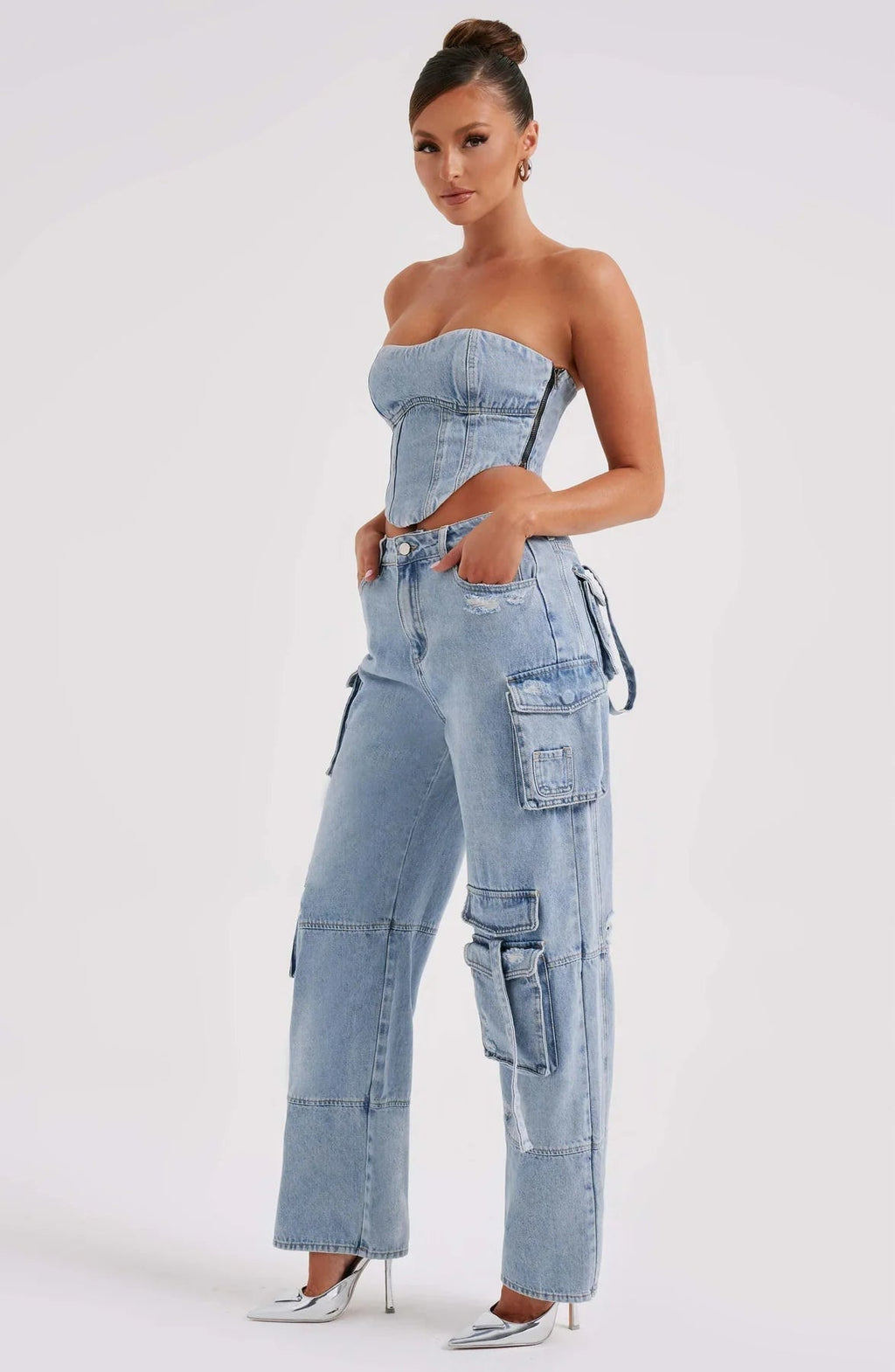 Ensemble Corset Structuré et Pantalon Cargo Droit Pour Femme | Idéal Pour Usage Quotidien et Sorties