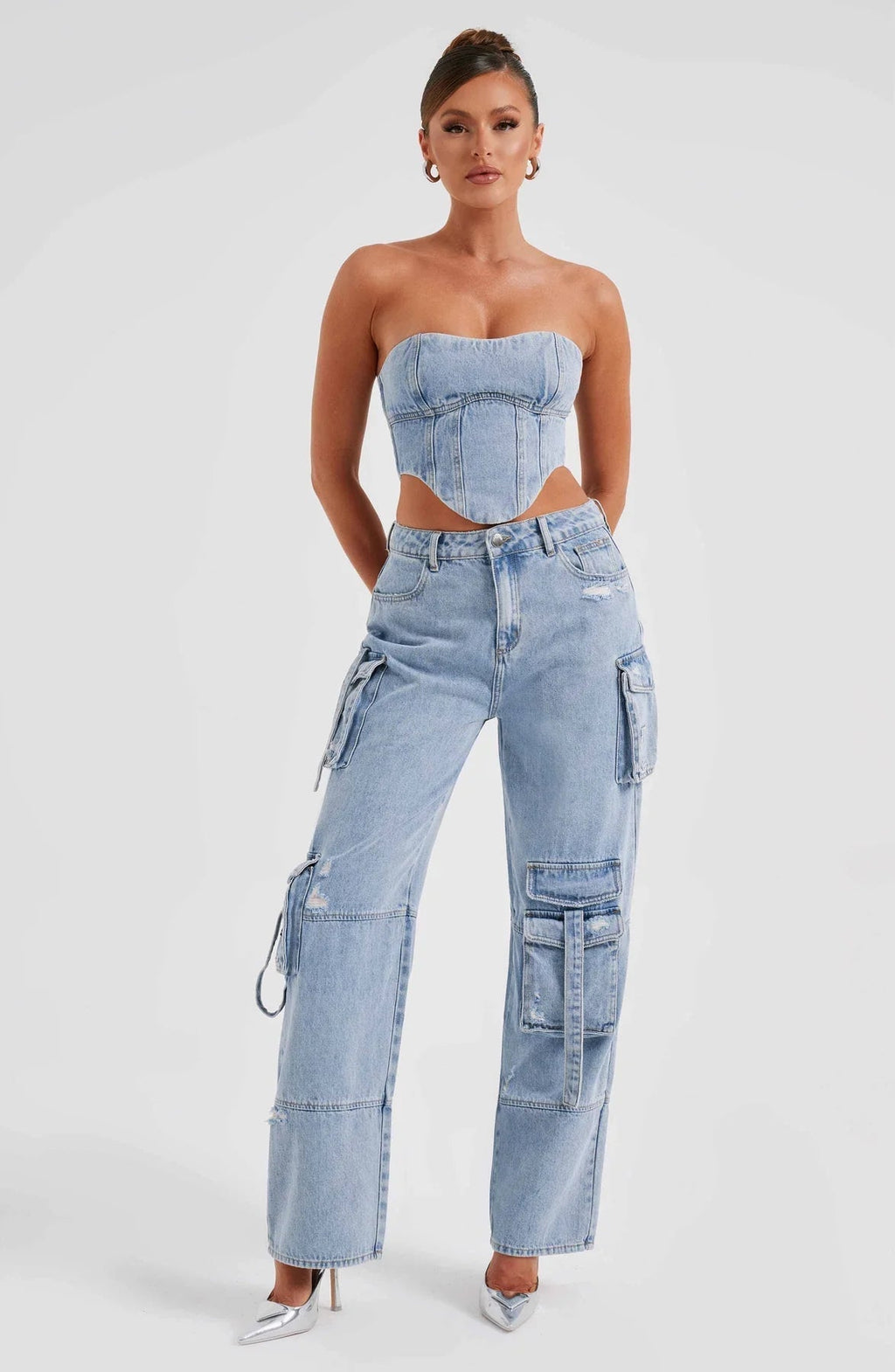 Ensemble Corset Structuré et Pantalon Cargo Droit Pour Femme | Idéal Pour Usage Quotidien et Sorties