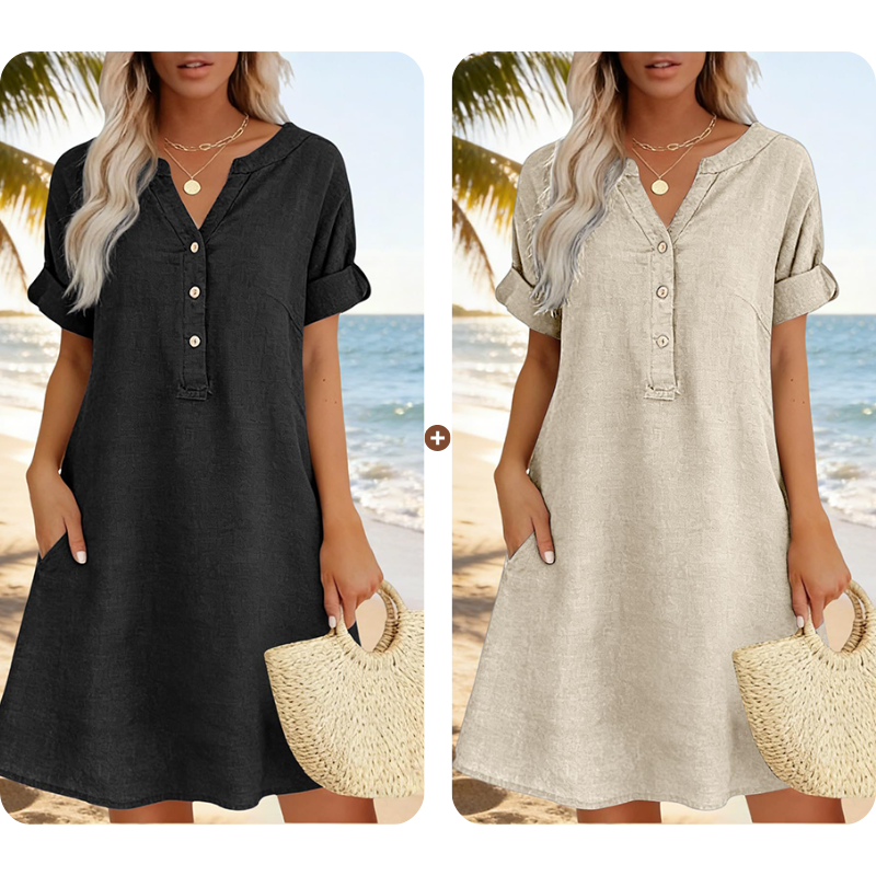 Damflie | Robe tunique décontractée avec décolleté en V et poches
