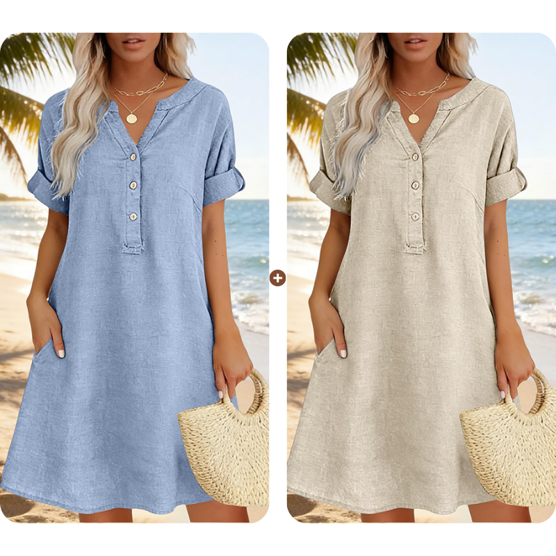 Damflie | Robe tunique décontractée avec décolleté en V et poches