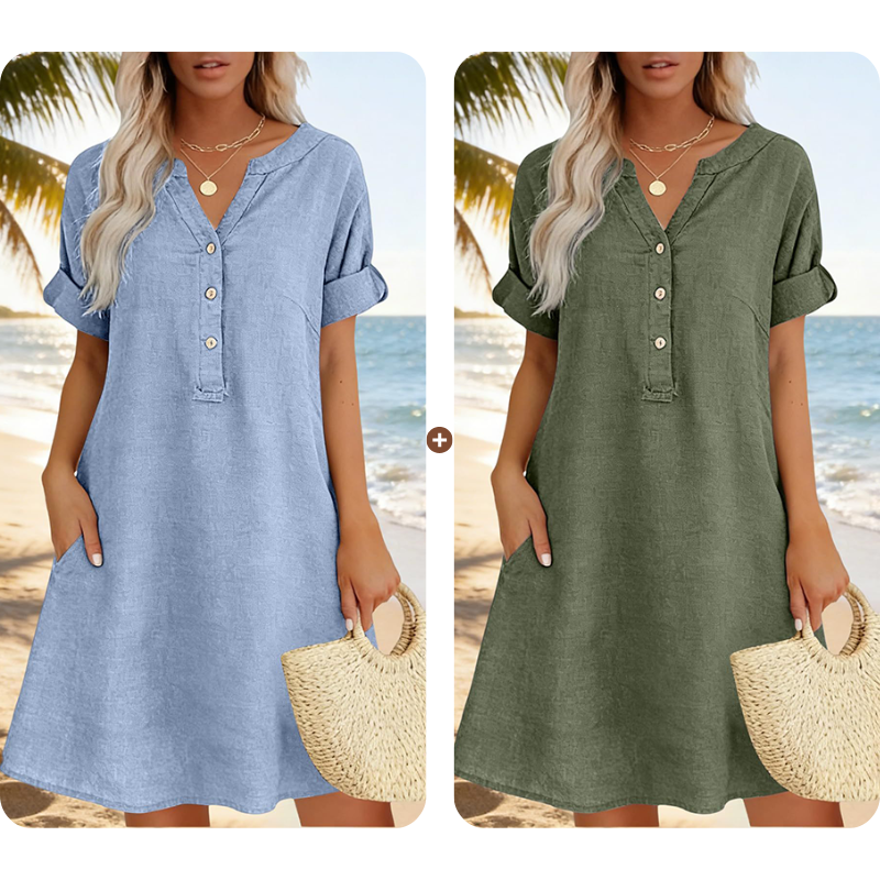 Damflie | Robe tunique décontractée avec décolleté en V et poches