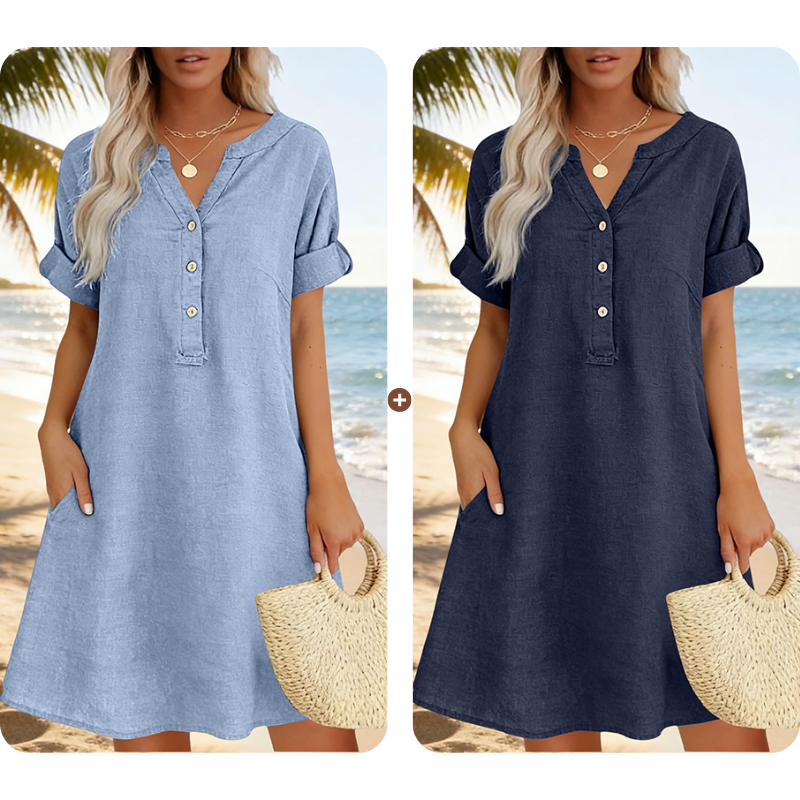 Damflie | Robe tunique décontractée avec décolleté en V et poches