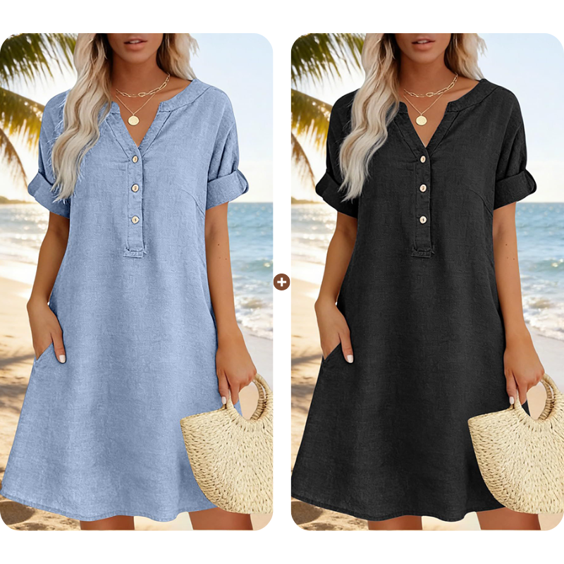 Damflie | Robe tunique décontractée avec décolleté en V et poches