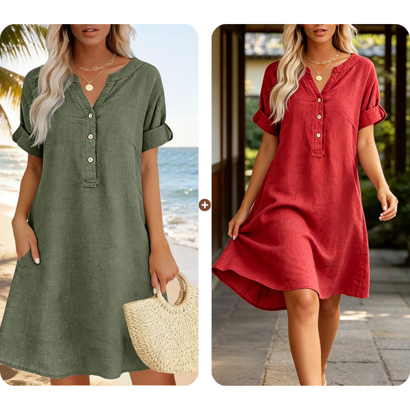 Damflie | Robe tunique décontractée avec décolleté en V et poches