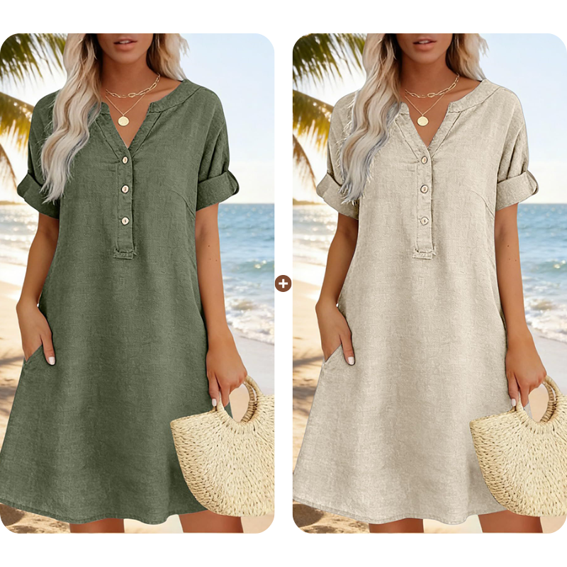 Damflie | Robe tunique décontractée avec décolleté en V et poches