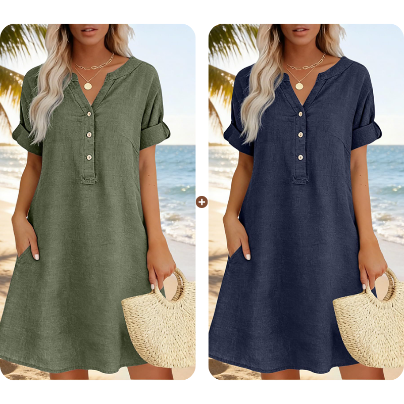 Damflie | Robe tunique décontractée avec décolleté en V et poches