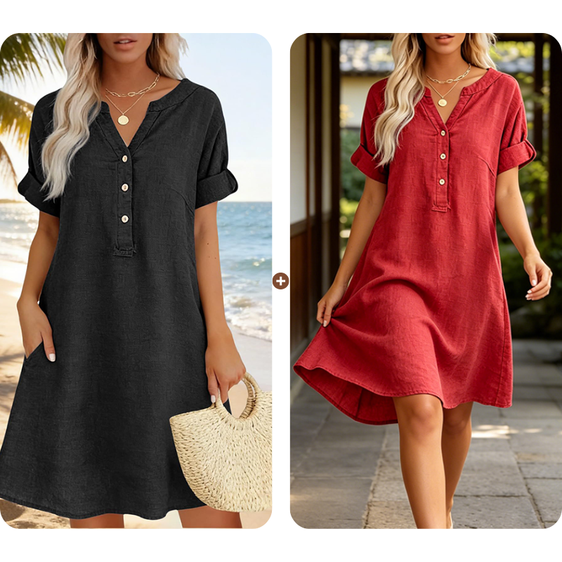 Damflie | Robe tunique décontractée avec décolleté en V et poches